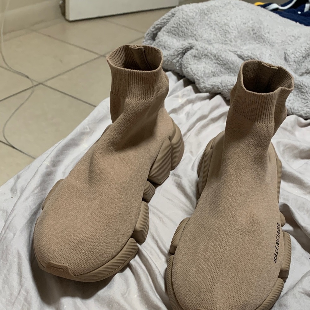 Balenciaga Women's Beige Sock Sneakers